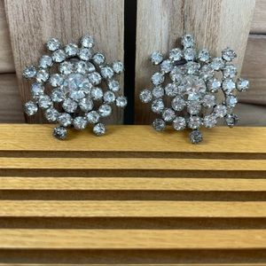 VINTAGE 50s AB Crystal Cocktail Earrings Clip On